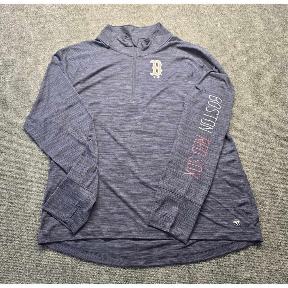 Boston Red Sox MLB 47 Brand Blue 1/4 Zip Pullover W/ Thumb Holes Women's XL